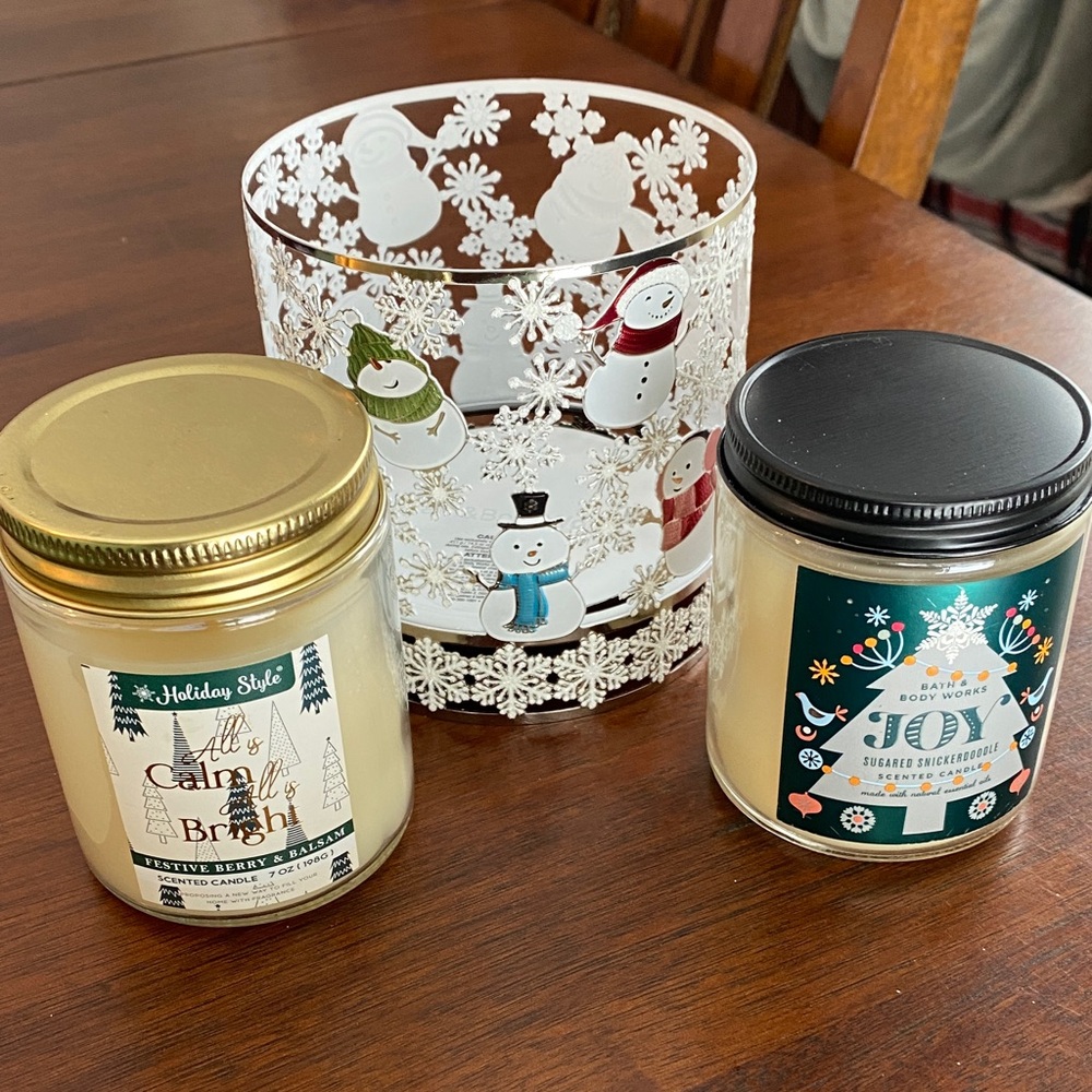 Bath & Body Works Holiday Candle Set with Snowman Holder